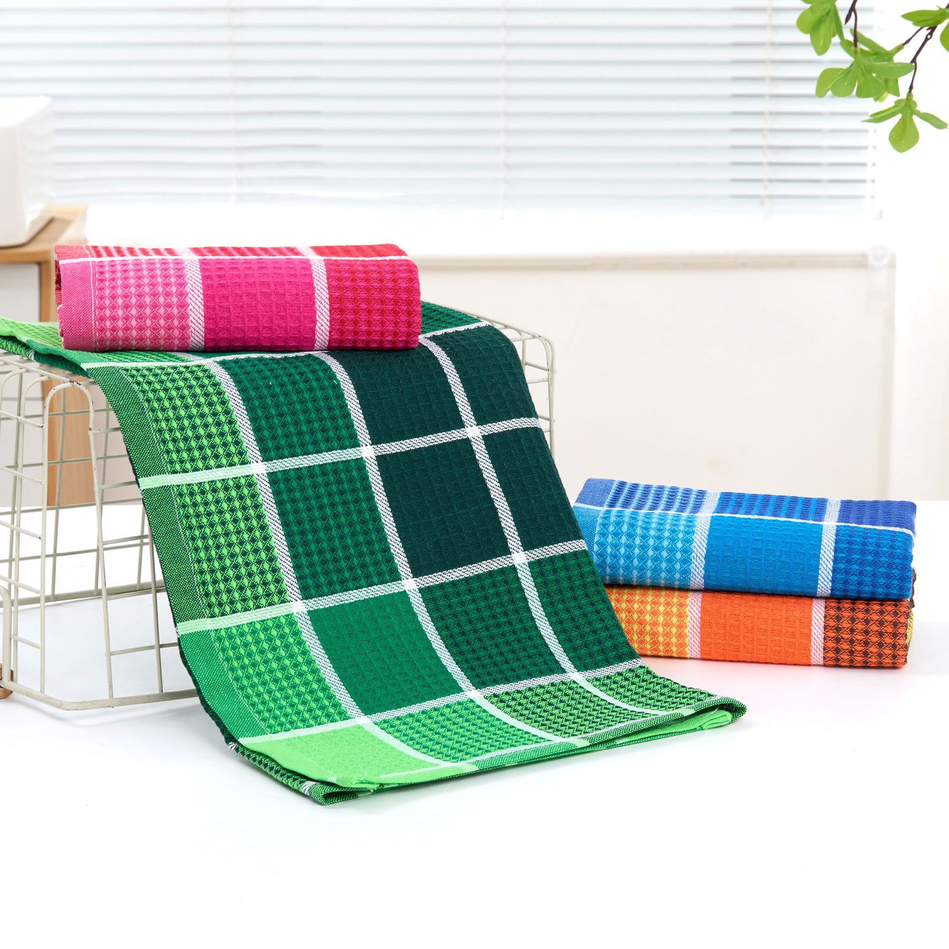 Picture of Cross-border supply waffle embroidered household kitchen cleaning cloth absorbent not easy to shed hair scouring cloth manufacturers wholesale
