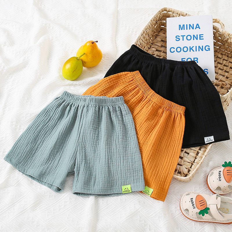 Picture of 24 summer children's shorts children's candy color cotton yarn loose casual sports shorts breathable five-point beach pants