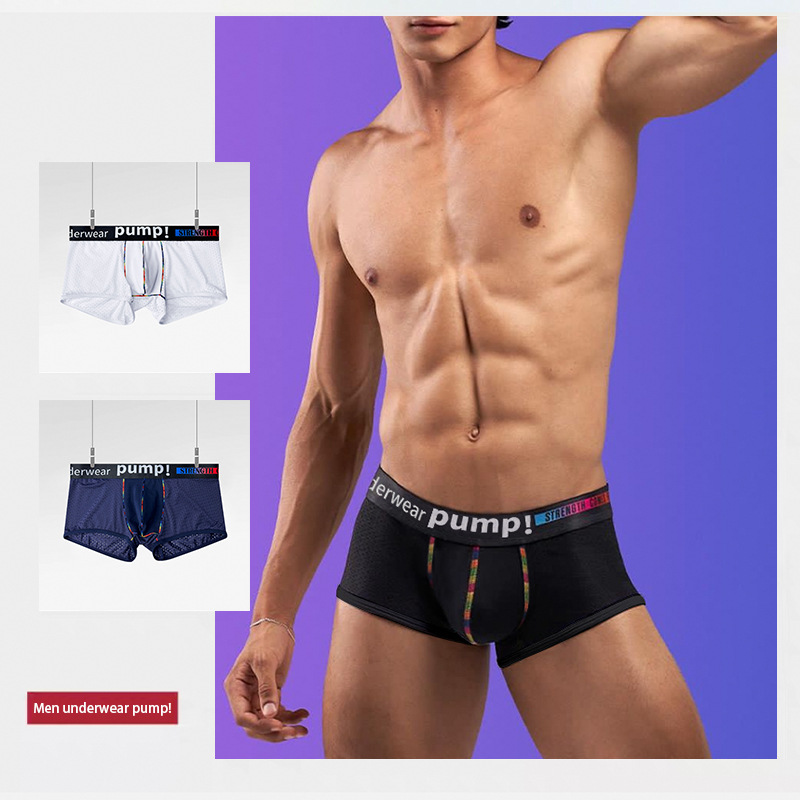 TEMU supply low waist boxer shorts mesh comfortable breathable sexy sports shorts European and American new MP293