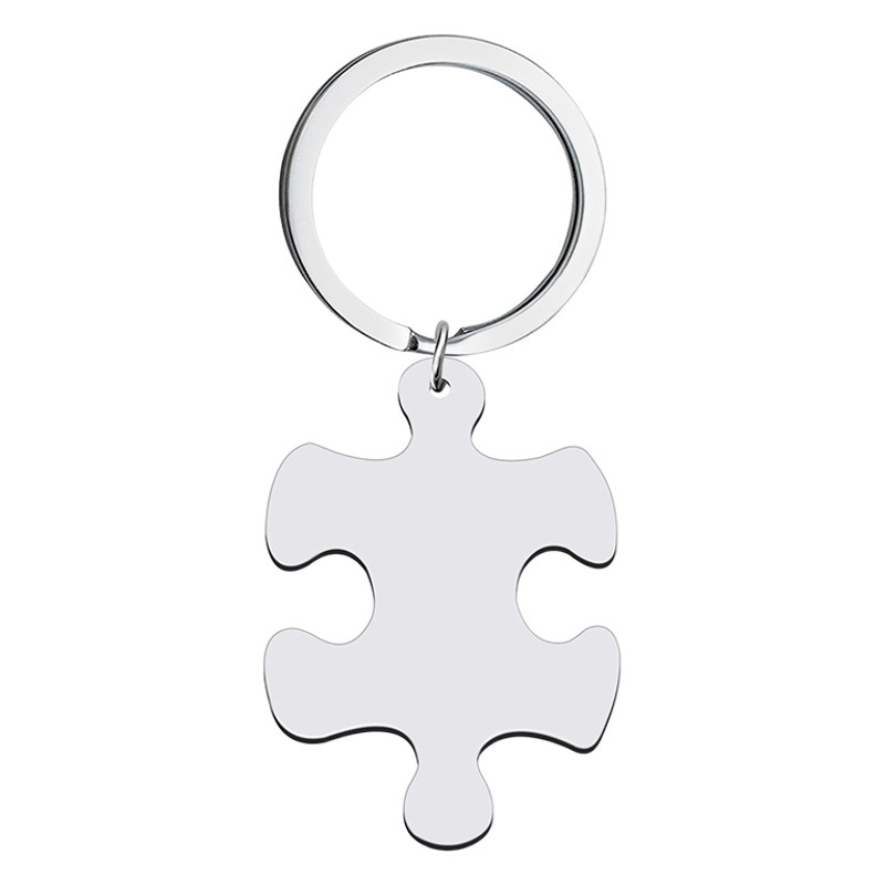 Picture of Stainless Steel Couple Keychain We Will always be connected Puzzle Necklace Stitching Pendant