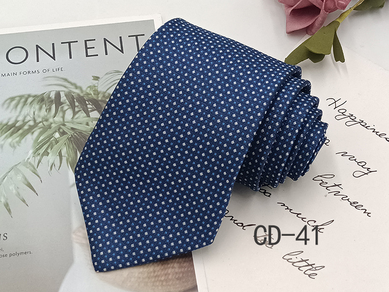 Picture of Manufacturer in stock men's business tie 8cm hand-punched professional formal wear interview striped tie men's Jacquard polyester silk