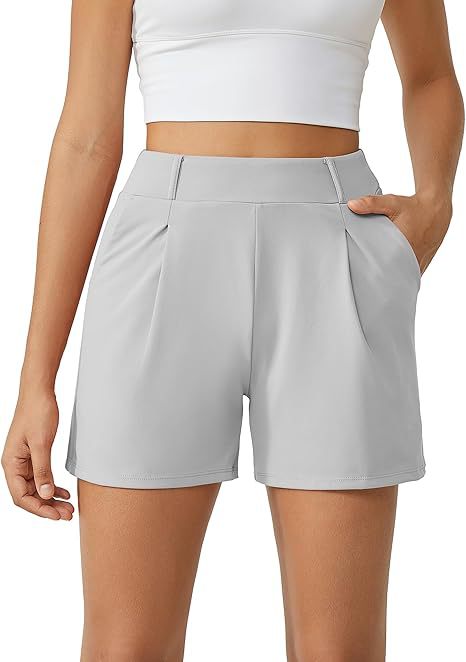 Picture of 2025 Amazon Women's Shorts Fashionable High Waist Casual Easiest for Match Summer with Pockets Fitness Sports Yoga