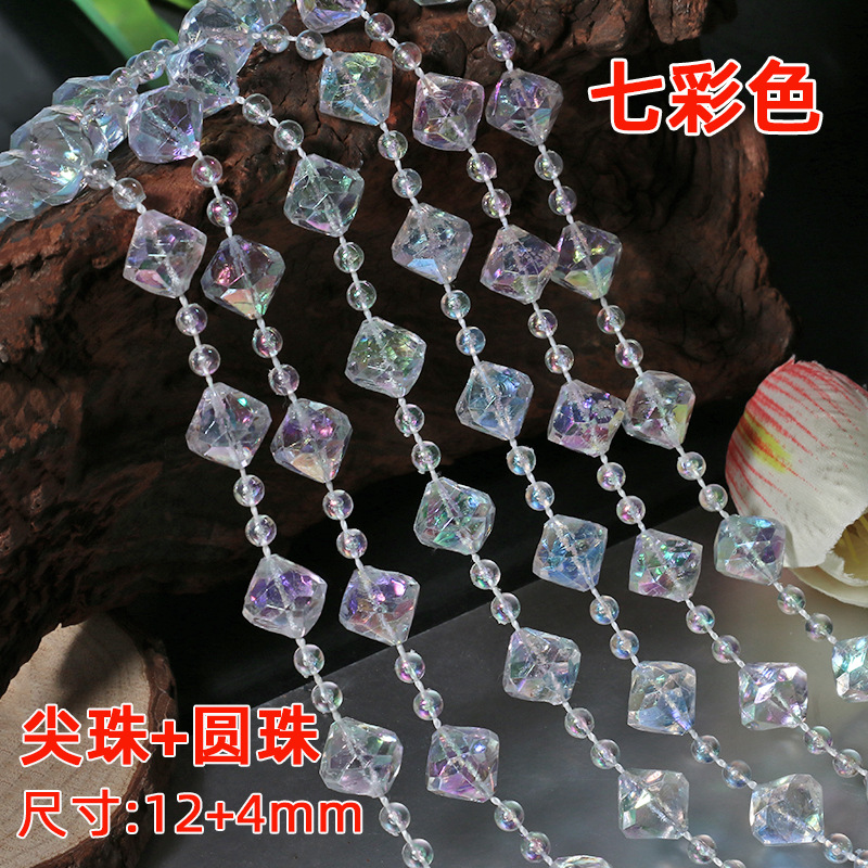 Picture of Acrylic Imitation Crystal Bead Curtain Living Room Decorative Transparent Line Curtain Bead Chain Ceiling Window Curtain Wedding Decoration