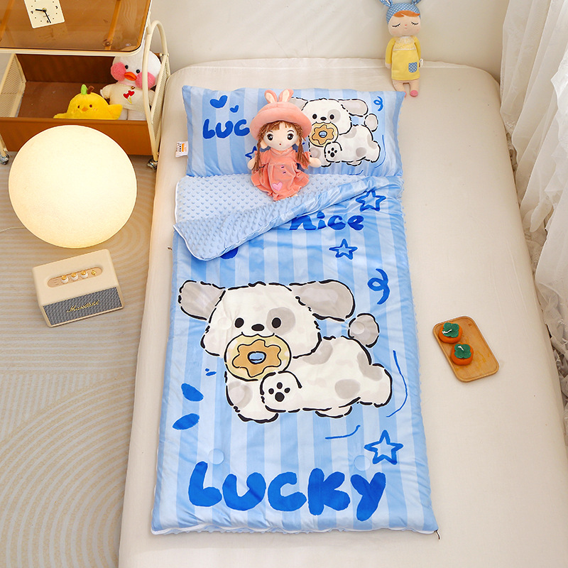 Picture of Cross-border foreign trade autumn and winter thickened large version of cartoon children's kindergarten baby velvet peas velvet sleeping bag kick-proof quilt wholesale