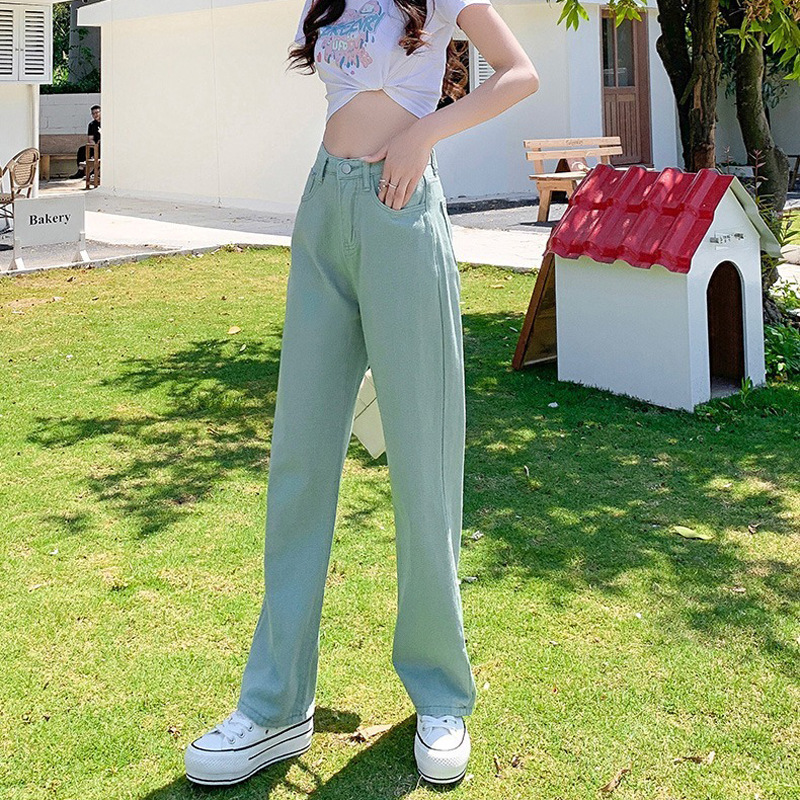 Picture of Loose Straight Leg Jeans Women's 2023 New High Waist Korean Style Slim Look Tall Wide Leg Trendy Trendy Trousers