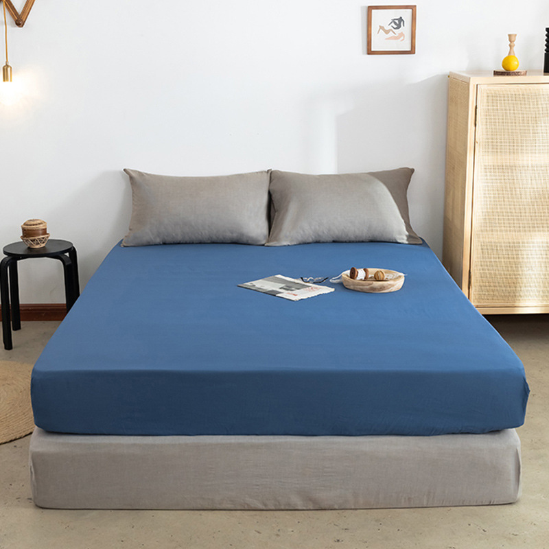 Solid Color Simple Bed Hat Sanding Single-Piece Full-Cover Bed Sheet Bedspread Dormitory Bed Cover Simmons Mattress Dust Protective Cover