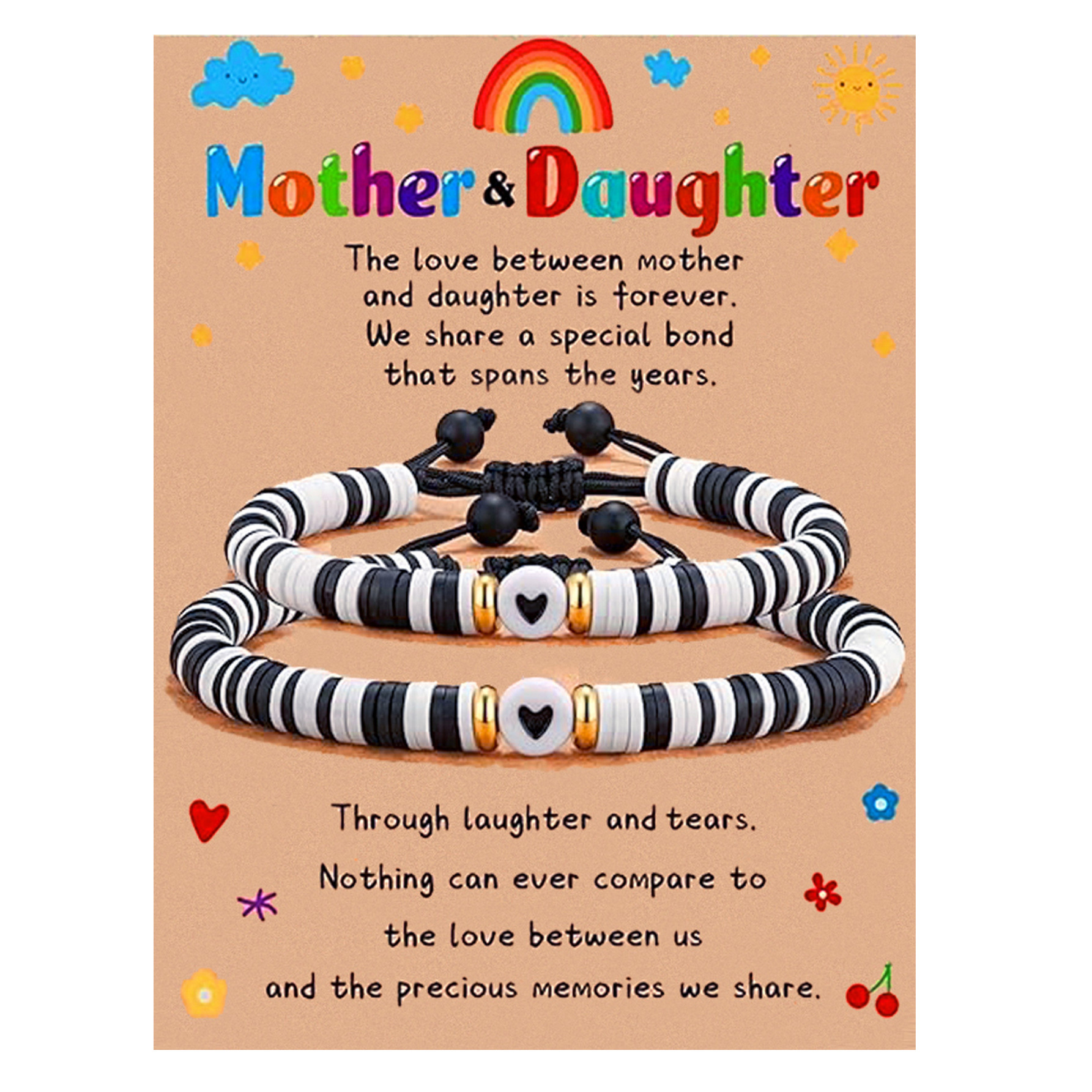 Picture of Cross-border Jewelry Temu Hot Mother's Day Bracelet Creative Soft Pottery Beaded Heart-shaped Mother and Daughter Parent-child Hand Rope for Women