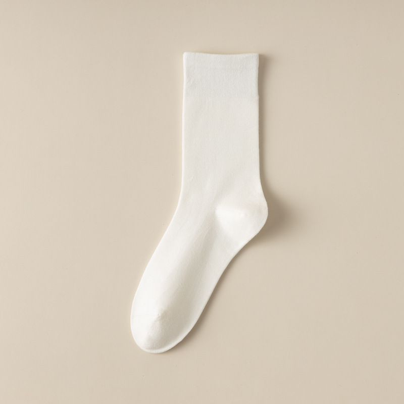 Picture of Socks Women's Mid-Calf Ins Trendy Versatile Confinement Socks Pure Color Autumn and Winter Retro Style Pile Socks White Socks Long Socks