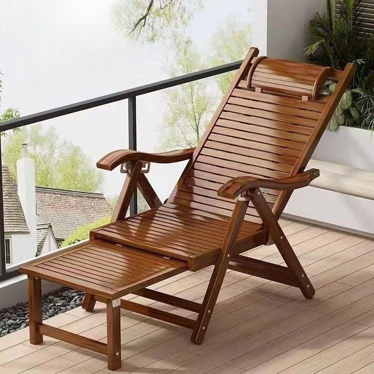 Bamboo Folding Recliner Flat Recliner Adult Nap Chair Reclining Bamboo Chair Foldable Recliner Summer Cool Nap Chair