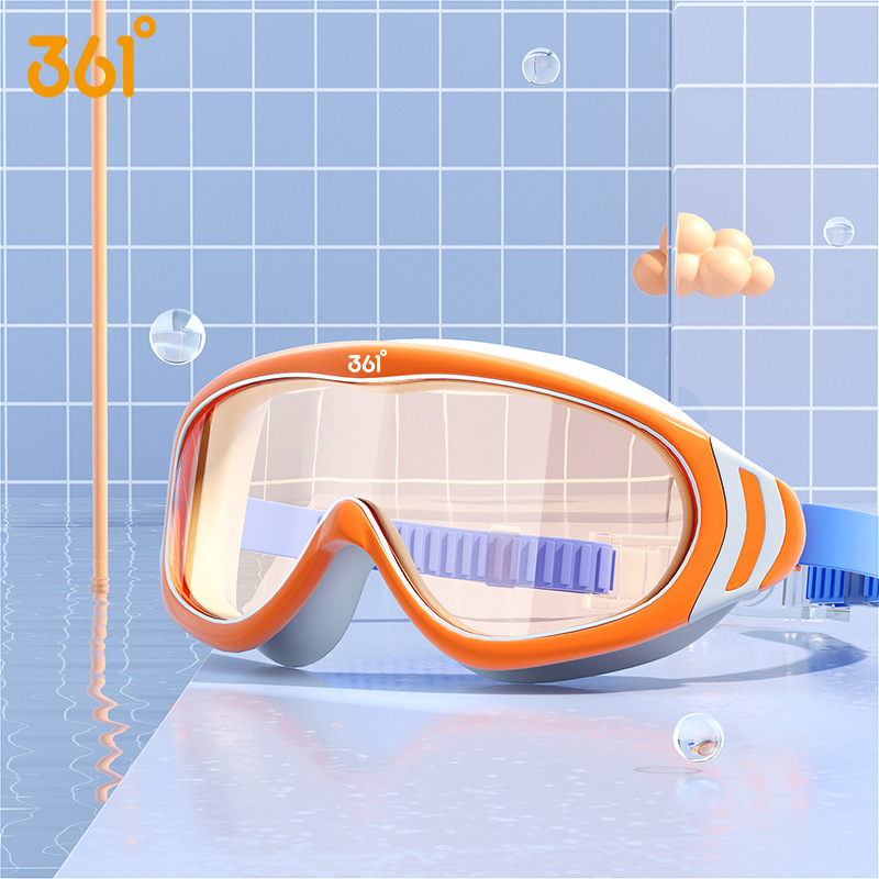 Picture of 361 Kidsren's Swimming Goggles for Boys and Girls High-Definition Waterproof and Anti-Fog Large-Frame Swimming Goggles Professional Swimming Goggles Swimming Cap Swimming Set