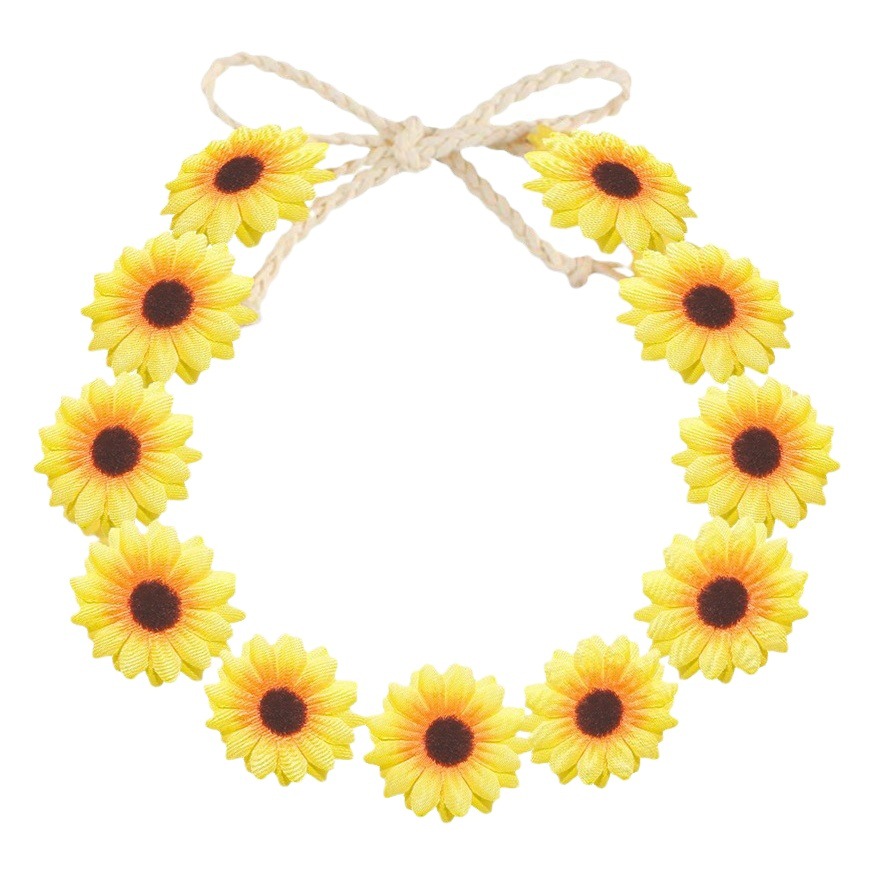 Sunflower Headband, Small Daisy, Small Chrysanthemum Garland, Girl's Headband, Summer Vacation Decoration Headband, Hairband, Beach