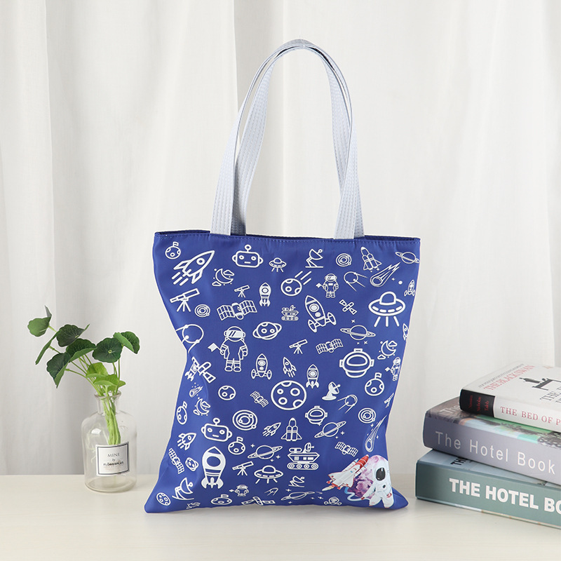 Factory wholesale twill composite fabric beach handbag waterproof printed zipper packaging shopping bag