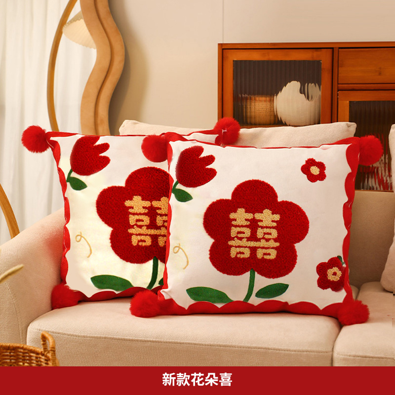 Picture of Happy word Wedding pillow a pair of wedding wedding room layout wedding bed red double happy pillow wedding supplies