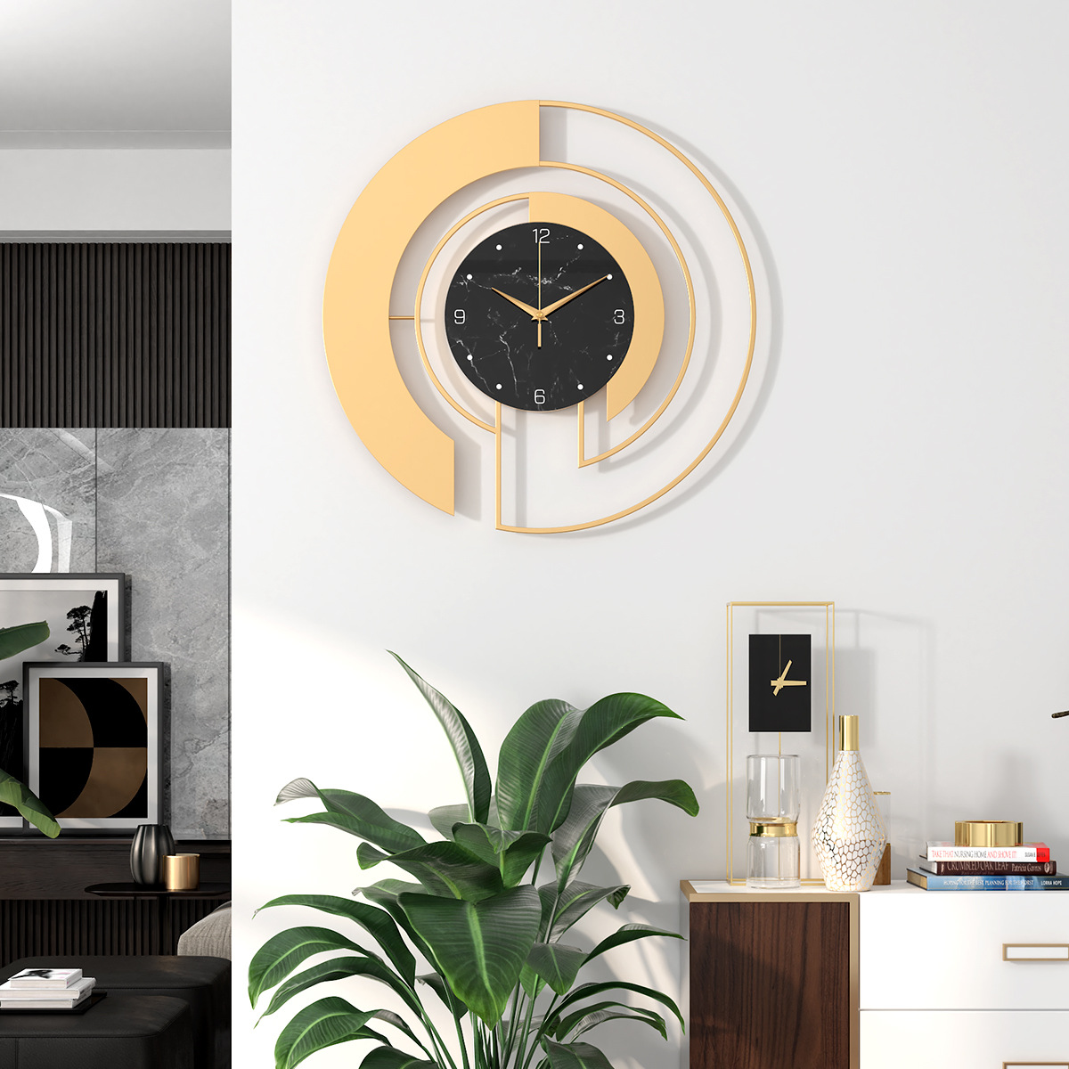 Fashion Nordic Watch Living Room Modern Home Decorative Clock Indoor Wall Mute Iron Wall Clock Factory Wholesale