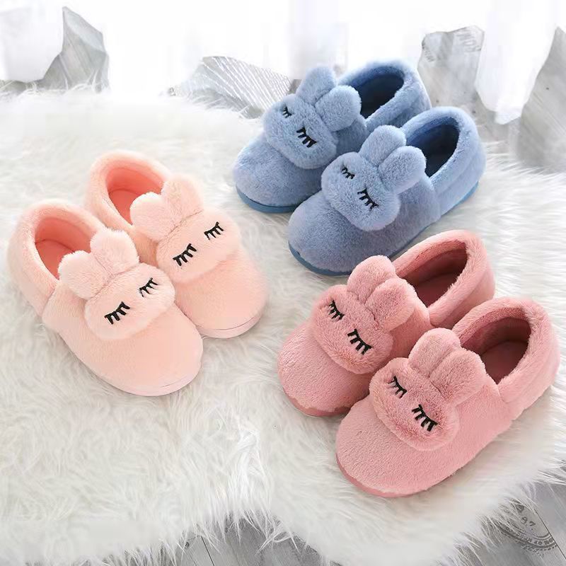Picture of Women's Cotton Slippers for Winter Home Use, Indoor Plush Non-Slip Warm Slippers for Couples, Winter Closed-Back Cotton Shoes, Plush Men's Slippers