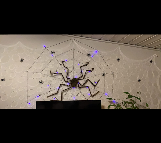 Horror Halloween funny cloth spider mesh pumpkin lantern decoration European and American style party horror house decorative cloth
