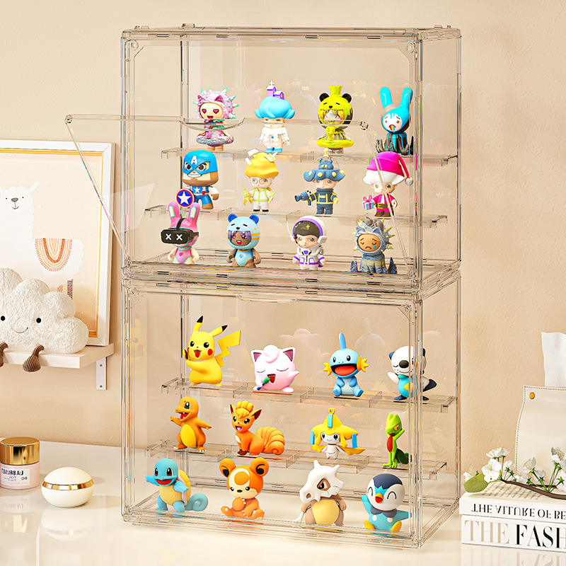 Blind Box Storage Display Stand, High Transparency, Large Capacity, Dust-Proof, Bubble Mart Doll Box, Desktop Dust-Proof Display Stand