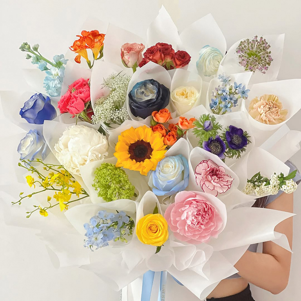 One-Year-Old Birthday Wrapping Paper Flower Bouquet Gift Floral Kraft Paper Flower Shop Handmade DIY Materials