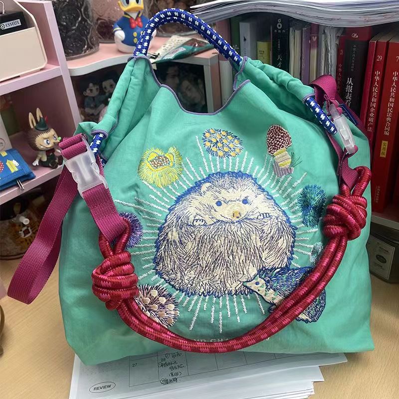 Picture of Japanese homemade ball chain eco-friendly shopping bag nylon embroidered hand canvas bag nylon shopping bag