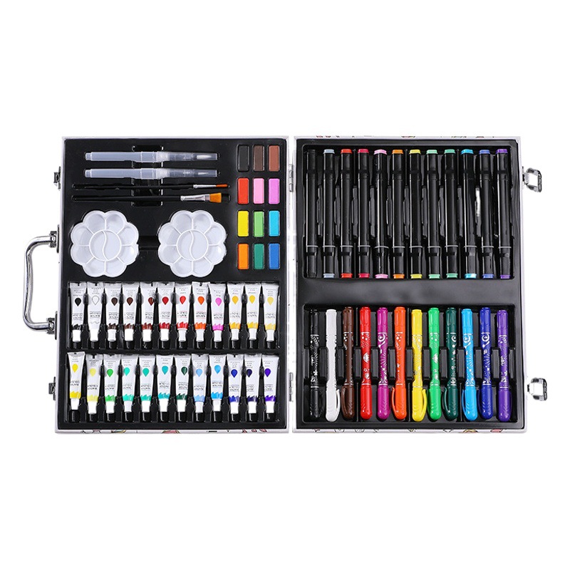 66Pc Pigment Painting Children's Primary School Art Supplies Marker Pen Drawing Watercolor Pen Wooden Brush Set