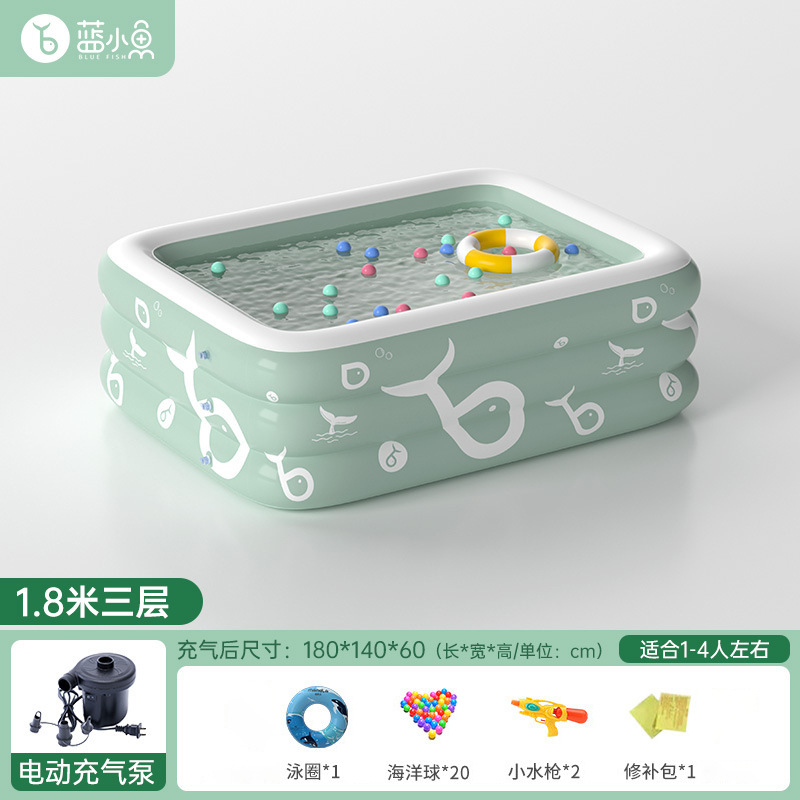 Picture of Household adult children outdoor inflatable swimming pool thickened children swimming pool baby play pool with slide sunshade