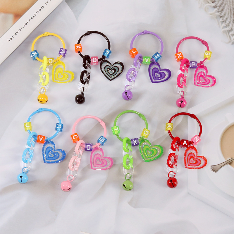 ins Girl Style Love Keychain Bell Letter Bag Hanging Car Key Pendant Mobile Phone Accessories