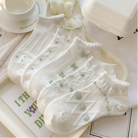Women's Summer Thin Mori Style Lace Short Socks Breathable Ruffled Low-Cut Boat Socks Wholesale