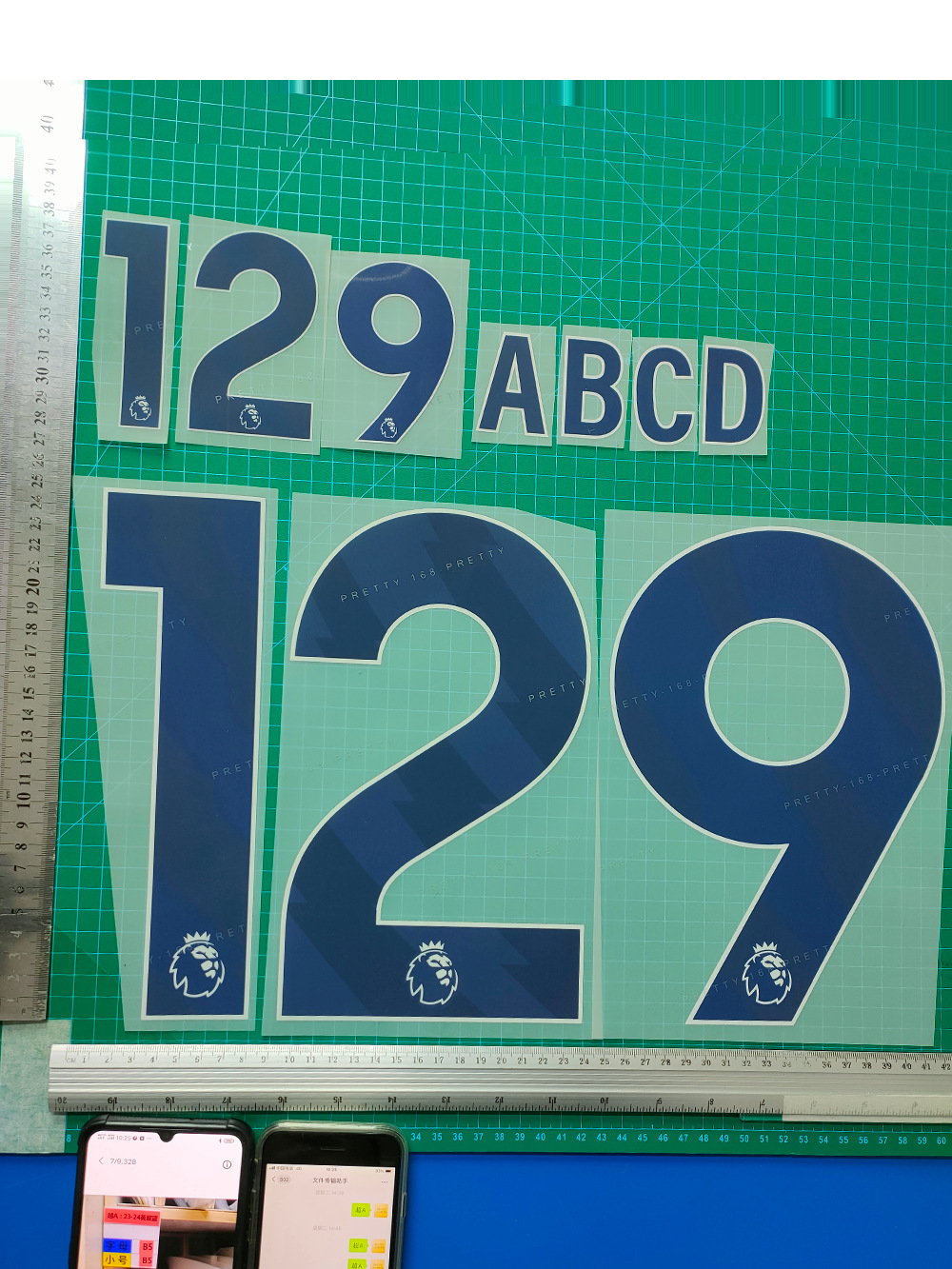 23-24 Premier League Blue (25cm) A+ Jersey Number Letter Heat Transfer Number Heat Transfer Sticker Jersey Jersey