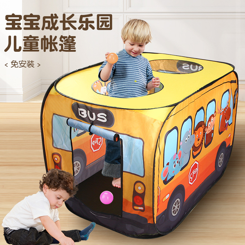 Picture of Children's outdoor toy game house Interactive Game House cartoon bus indoor tent automatic pop-up game tent