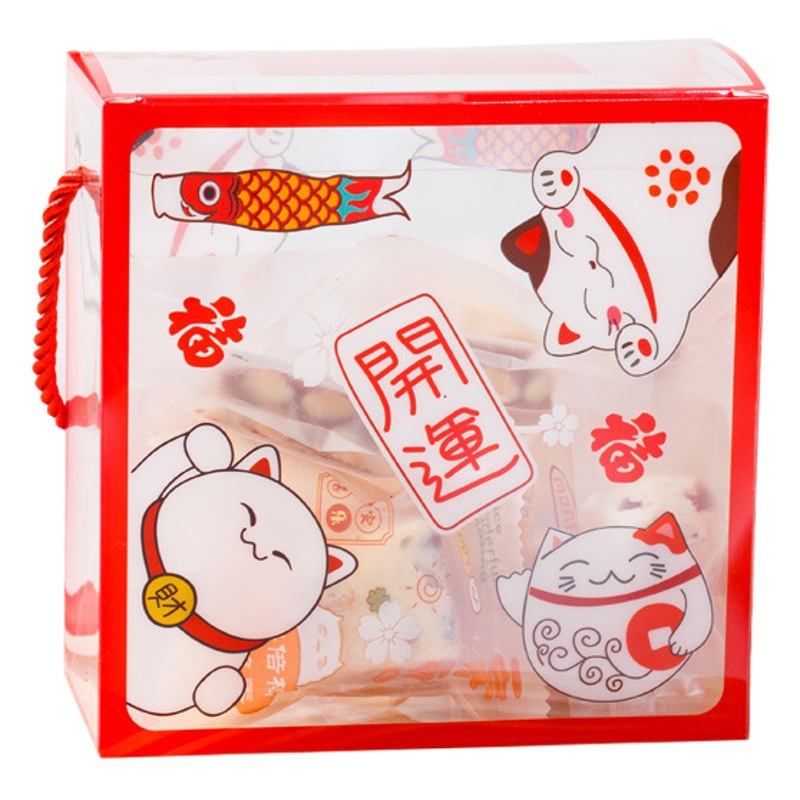 New Year's Transparent Windowed Gift Packaging Box for Cookies, Candies, Nougat, and Chocolates