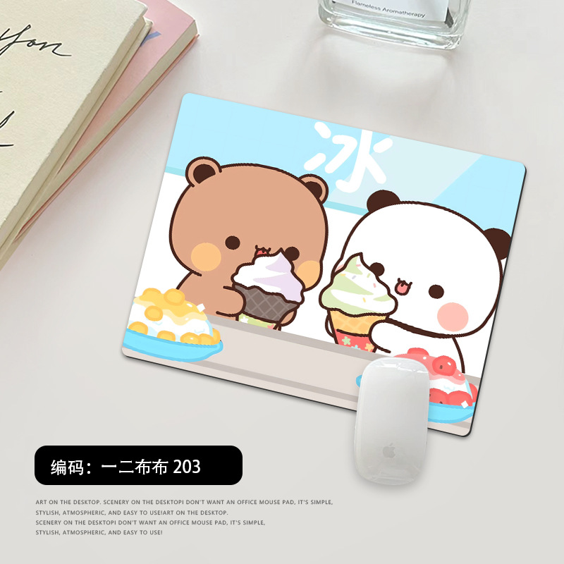Picture of One or two cloth small size mouse pad office computer keyboard pad cartoon cute panda thick lock edge wrist pad