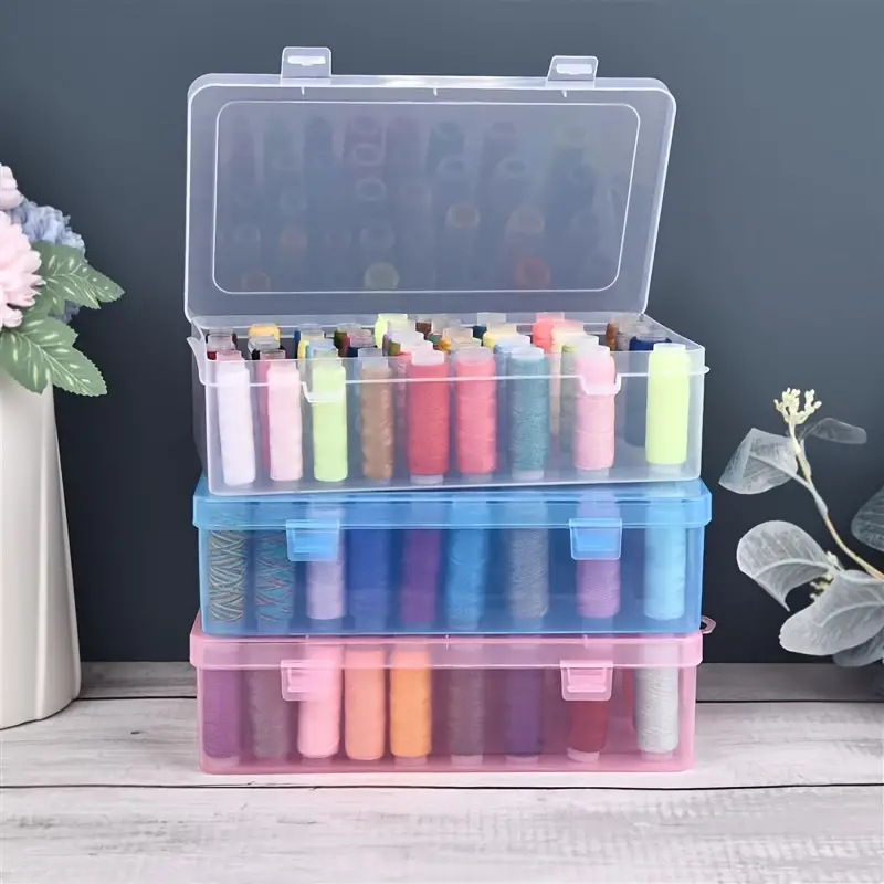 42-Axis Sewing Box Household Storage Box Multi-Functional Transparent Sewing Set Thread Box Organization Wholesale Storage