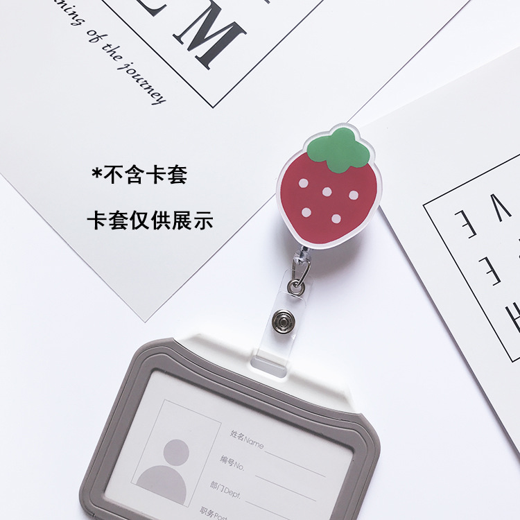 Picture of Retractable Easy Pull Buckle Cartoon Simple Small Flower ID Card Set Buckle Doctor Nurse Breast Card Work Card Clip