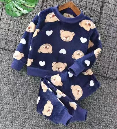Picture of Baby Winter Pajamas Set 2025 New Baby Kidsren's Clothing Boys and Girls Autumn and Winter Flannel Home Clothes Trendy