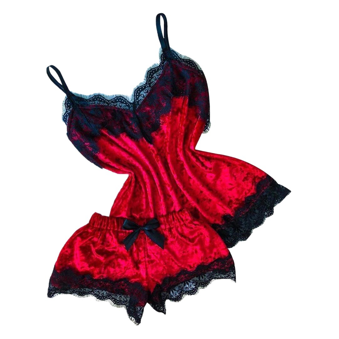 Cross-border supply Europe and the United States foreign trade sexy lingerie sexy women's lace gold velvet pajamas sexy suit