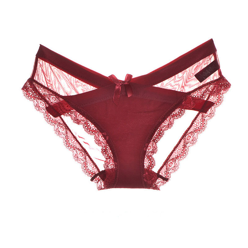Thin as cicada wing mesh seductive sexy ladies underwear Low Waist Seamless transparent lace girly briefs