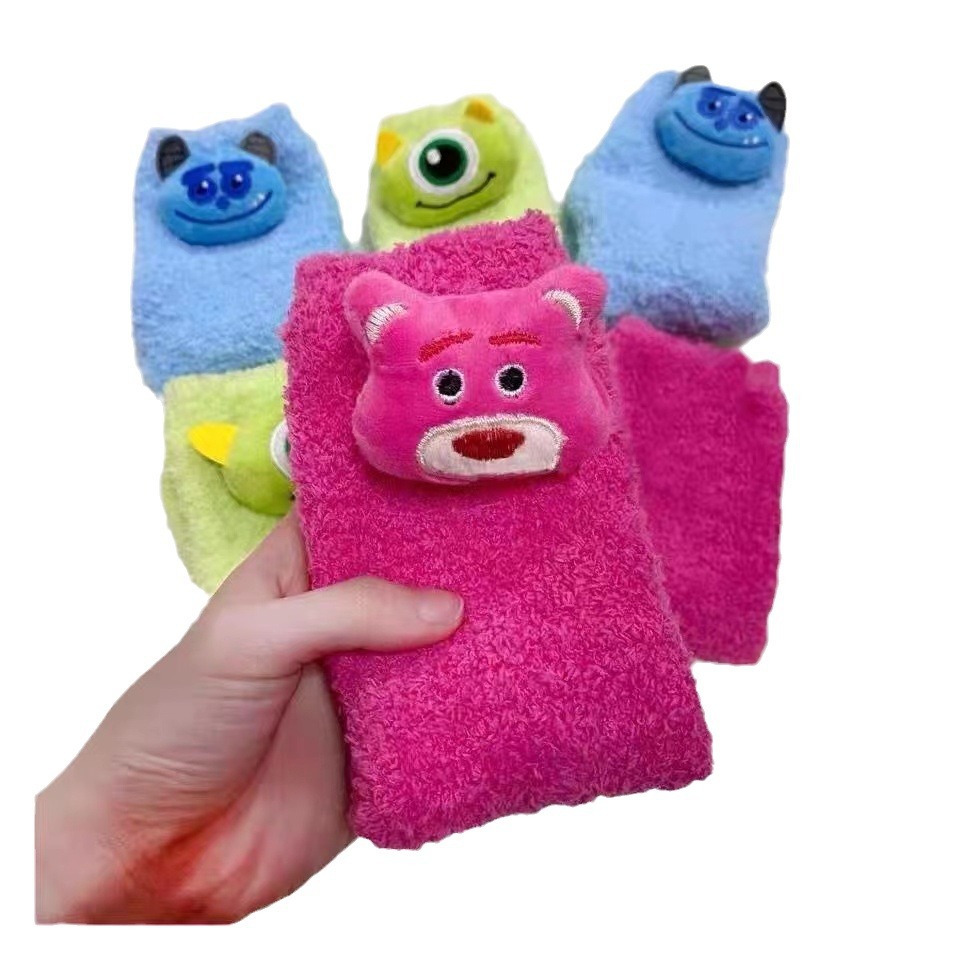 Picture of Winnie the Poochow Socks Girls Cute Coral Fleece Cyber Popular Plush Socks Winter Thickened Mid-tube Socks All-match Sleep Socks
