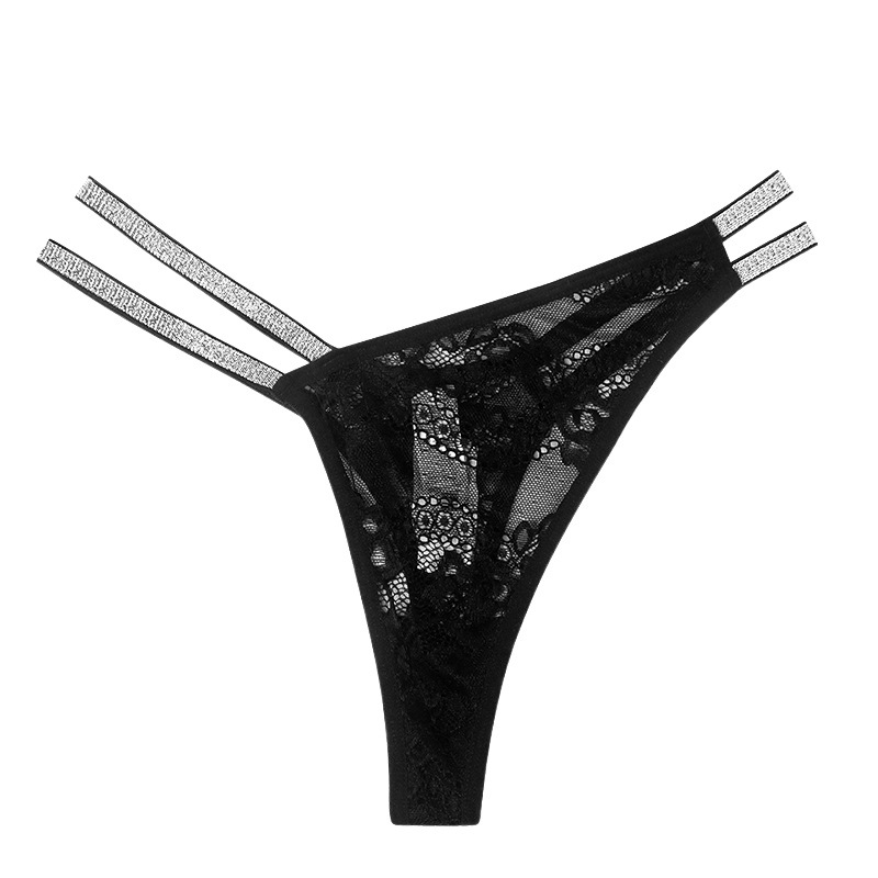 Cross-Border Foreign Trade Lace Panties for Women, Sexy Hollow See-Through Thin Straps with Diamonds, Amazon Women's Thong, Low Waist and Invisible