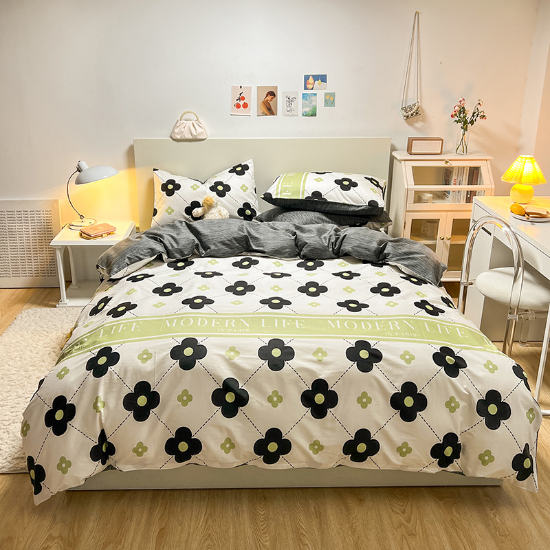Picture of Nantong bed four-piece cotton sheet Nordic style 100 cotton four-piece set three-piece set Wholesale