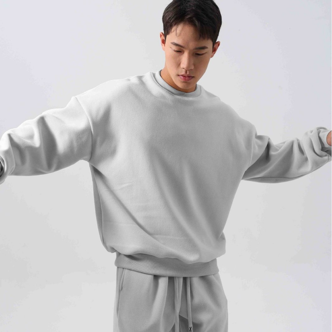 480 High Weight Autumn and Winter Sports suit Men's Loose Long-sleeved Round Neck Jacket fleece-lined Thickened Pants Double-sided Shake