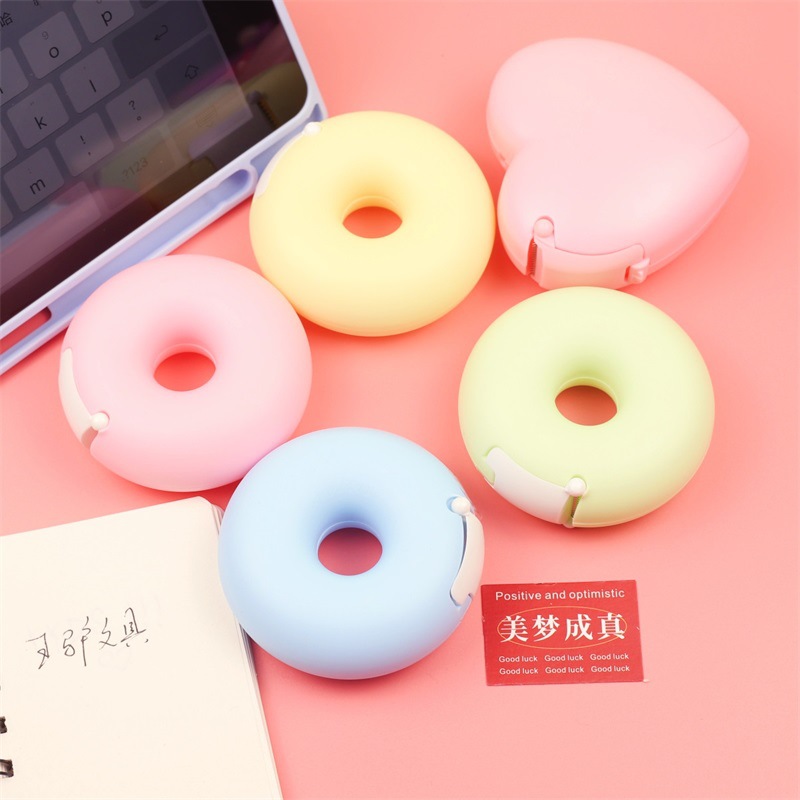 Creative donut tape cutter South Korea stationery tape holder invisible portable seat students learn without hurting their hands