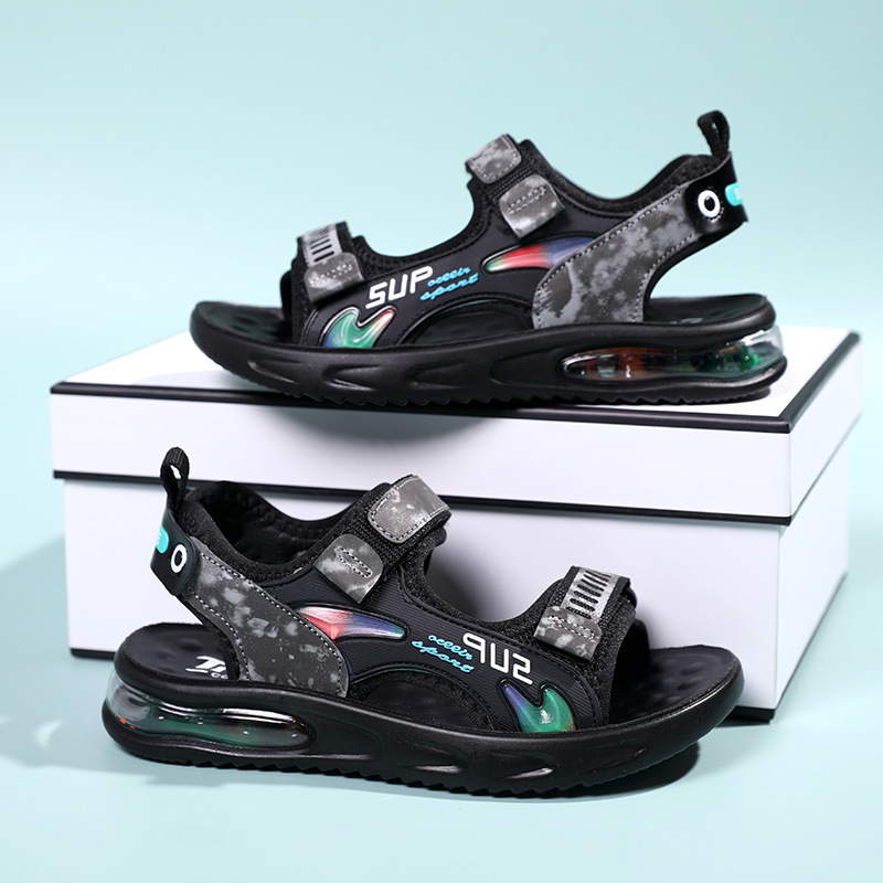 Picture of Sandals Boys Shoes 2024 Summer New Air Cushion Sneakers Kids Beach Shoes Double Velcro Children Open Toe Sandals