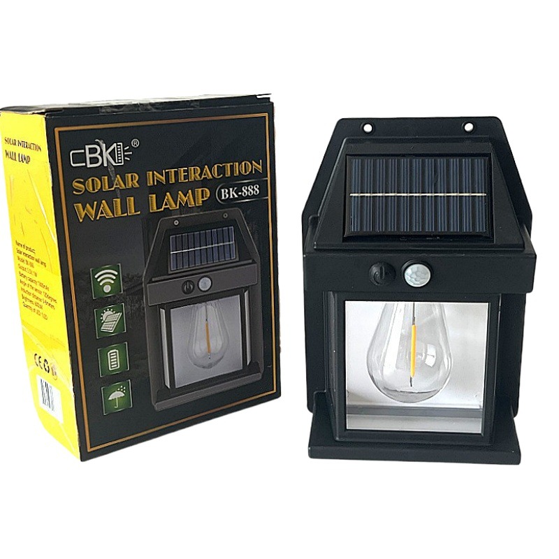 Outdoor solar induction tungsten wire warm light wall lamp people come to light people walk light off Villa Garden waterproof wall lamp