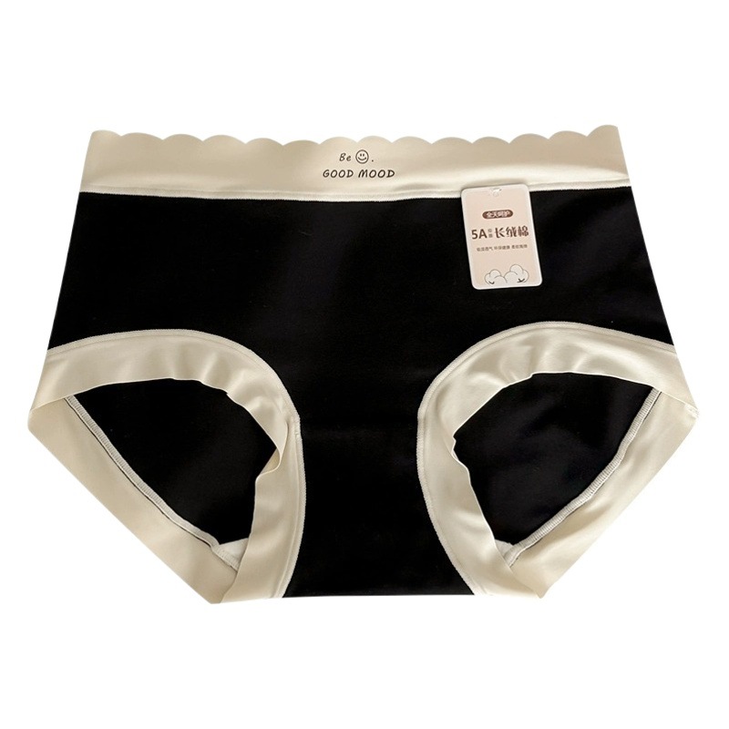 5A long velvet cotton Women's cotton underwear comfortable nude cotton antibacterial crotch seamless contrast color mid-waist girl's underwear