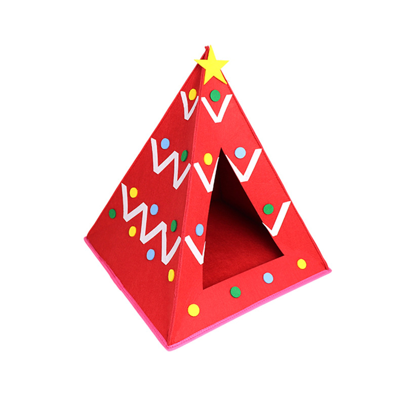 Picture of Cross-border Christmas series cat nest is fashionable and cute, with thickened felt that is hard to scratch and damage, creating a vibrant, three-dimensional cat nest
