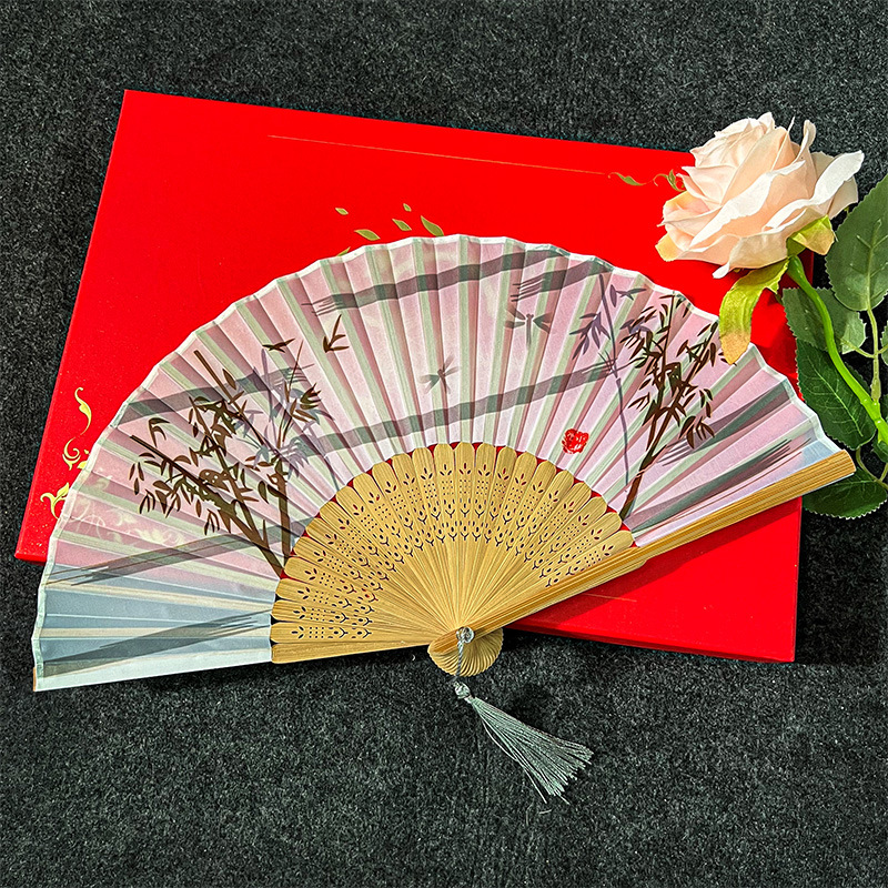 Picture of Folding Fan Bamboo Ancient Fan Student Girl Chinese Style Small Fan Scenic Spot Export Wholesale Retail Gift Decorative Fan