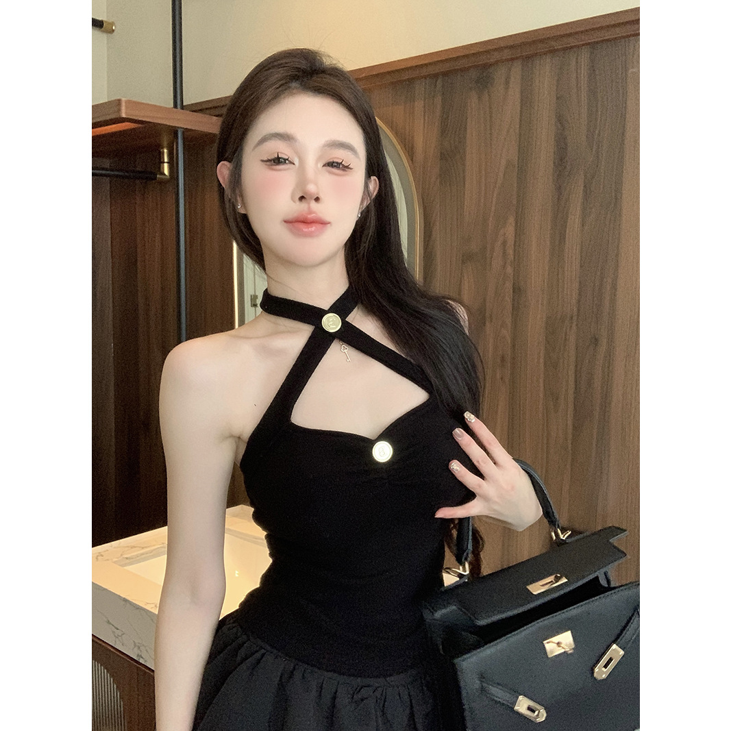 Pure Sexy Thickened Comes with Chest Pad Camisole Vest Women's Outer Wear Spice Girls Sleeveless Inner Hanging Short Top