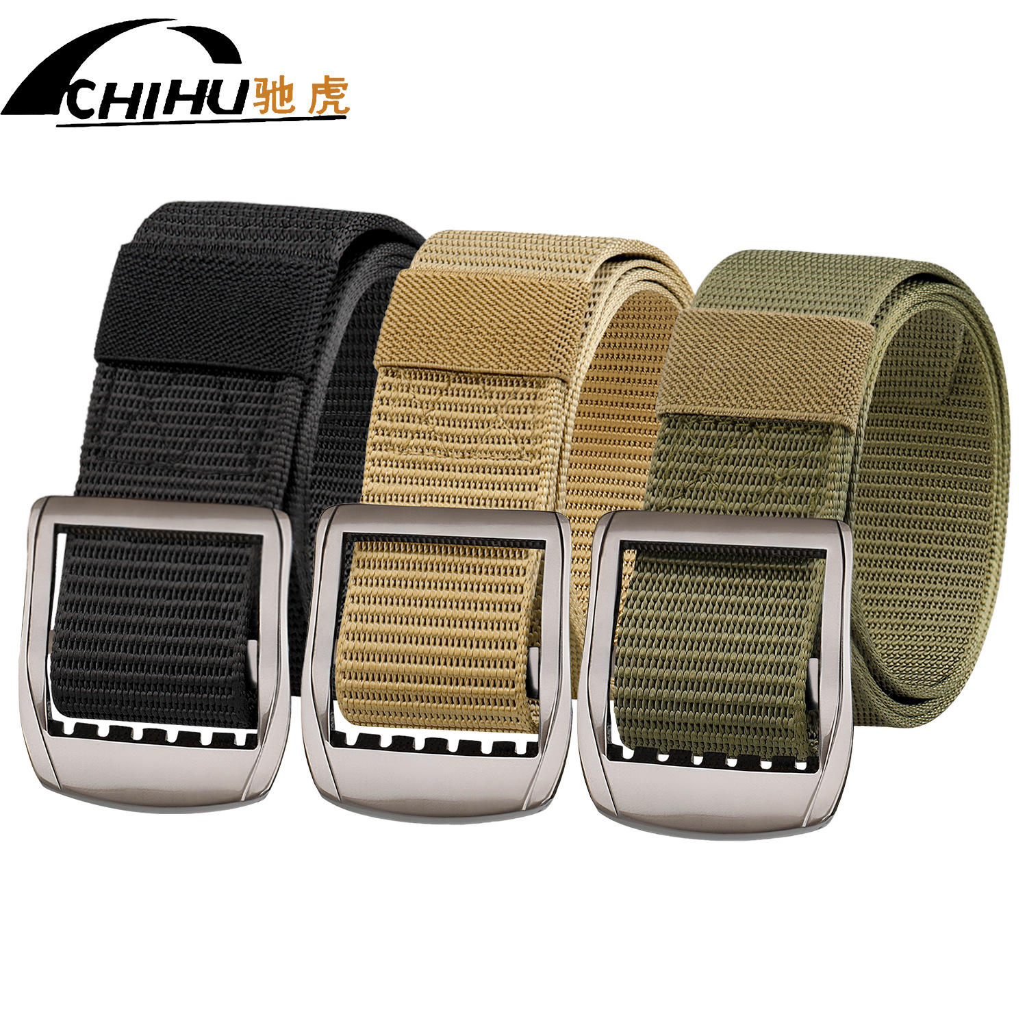 Cross-border Japanese buckle men's casual belt alloy tactical woven belt fashion casual outdoor nylon belt