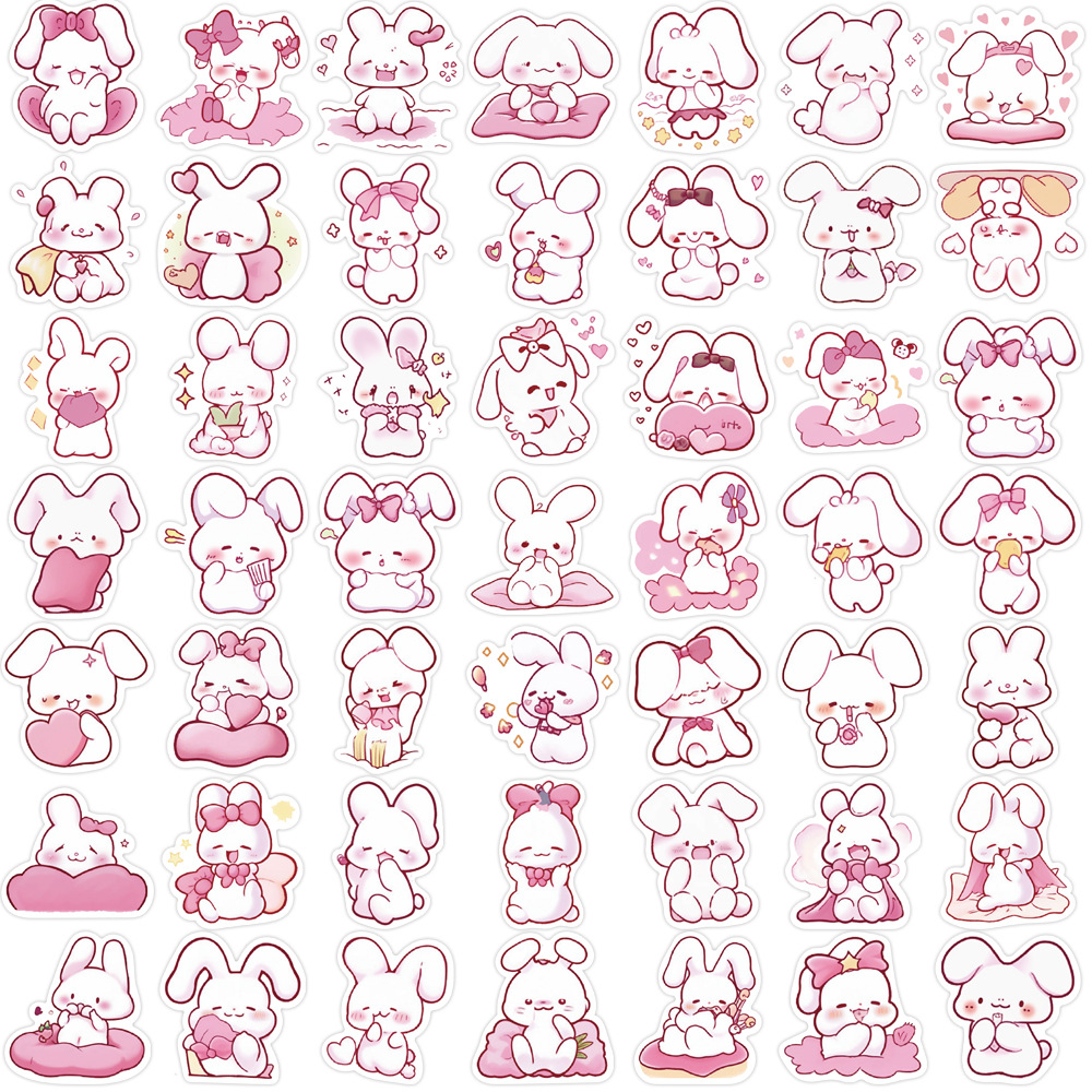Picture of 50 cartoon Pink Rabbit graffiti stickers decorative guitar notebook luggage DIY waterproof cross-border wholesale
