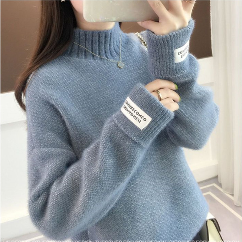 Picture of 2024 New Chenille Loose Lazy Pullover Thickened Bottoming Sweater High Collar Solid Color Sweater Women's Autumn and Winter